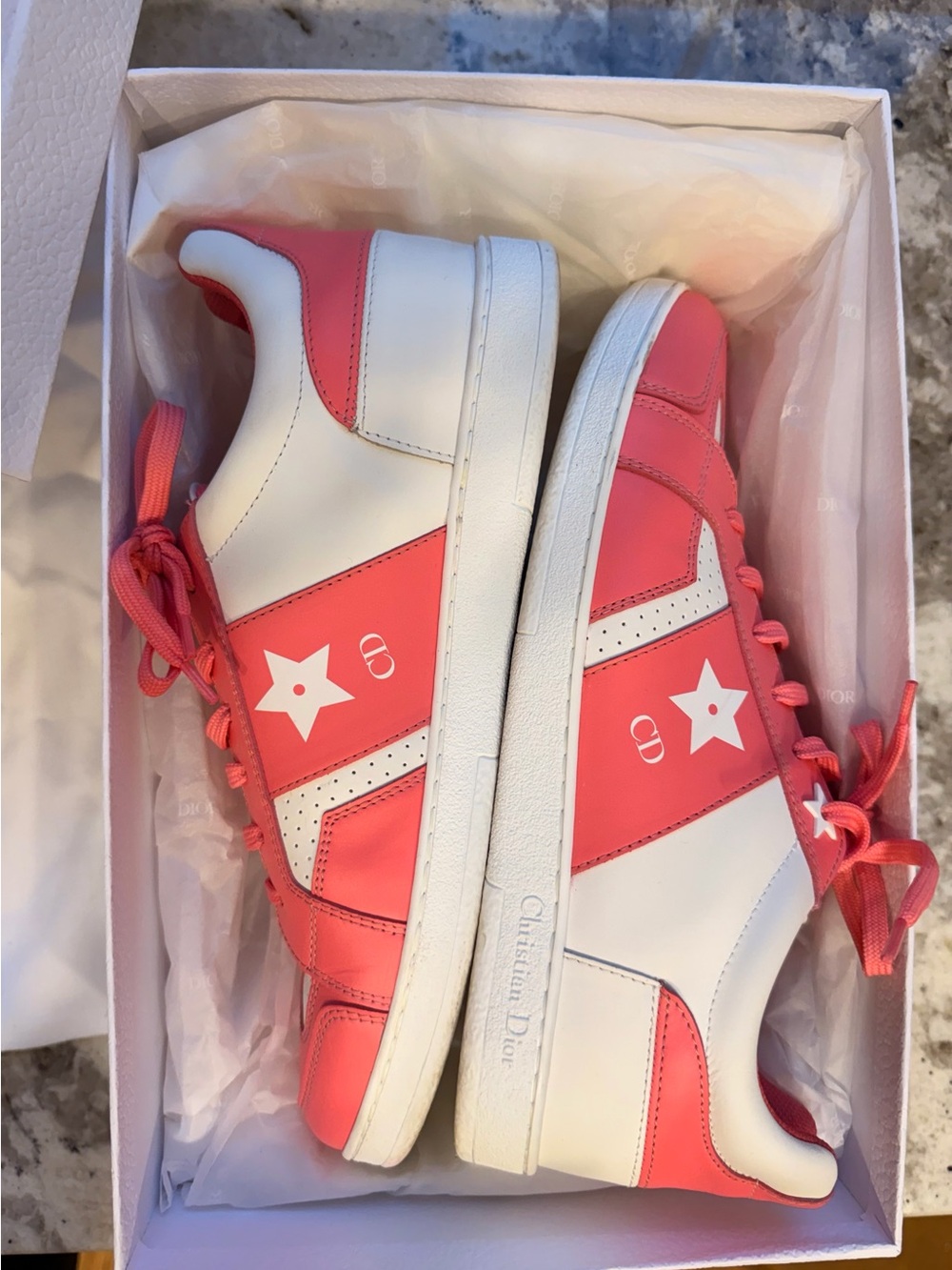 Dior Candy Pink and White Sneaker Box Label